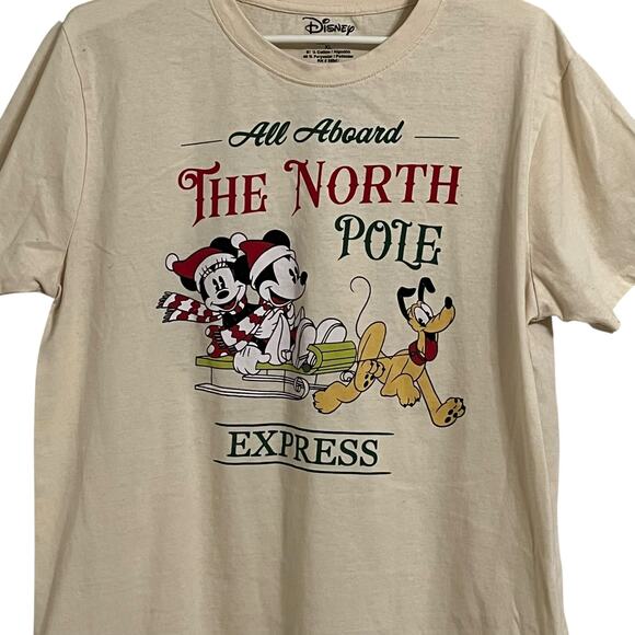 Disney All Aboard North Pole Express Mickey Minnie TShirt - Picture 2 of 4